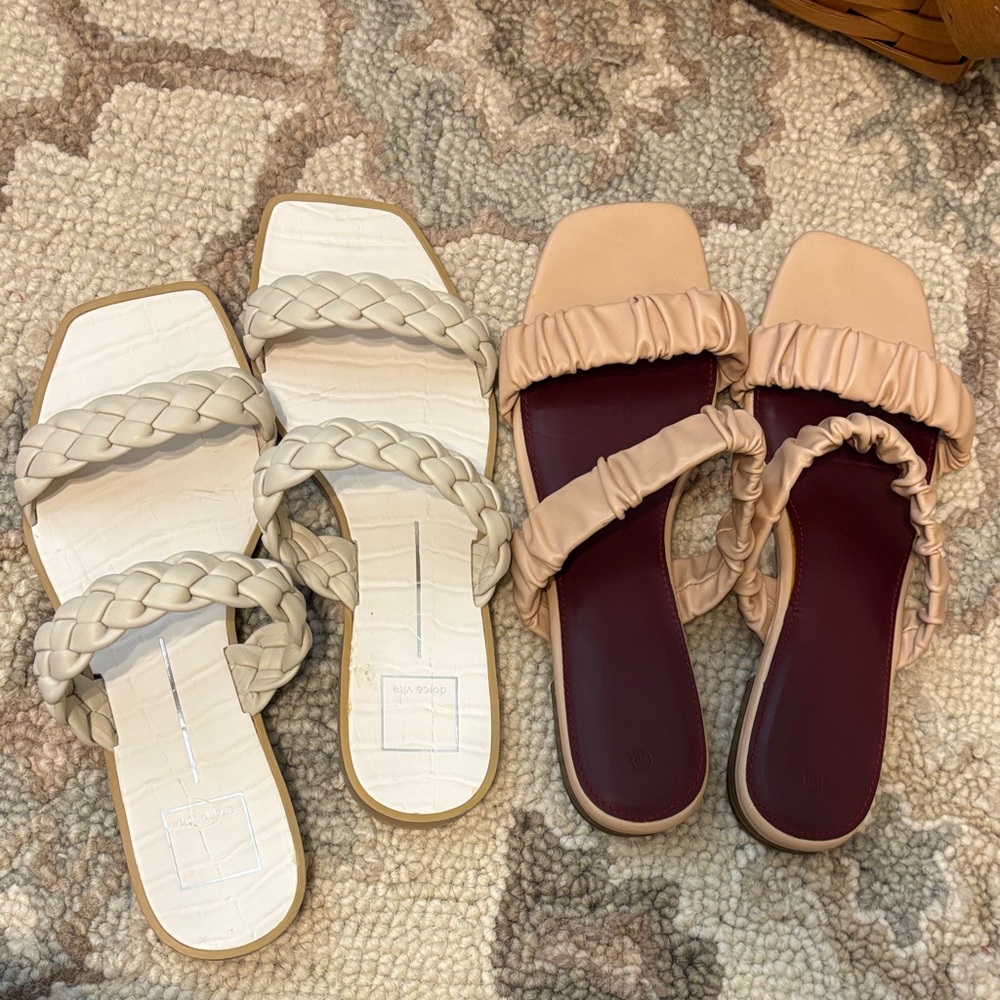 Two pairs of size 10 women’s summer sandals, Dolce Vita and other size 10